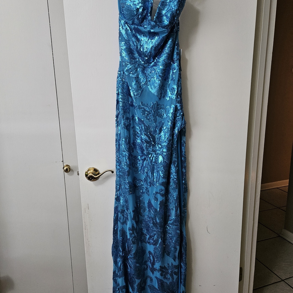 Elegant Blue Sequin Gown